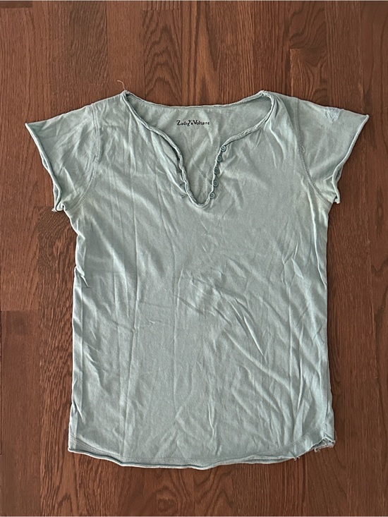 Zadig & Voltaire Tops - Zadig & Voltaire Blue Short Sleeve T-shirt with Button Detail